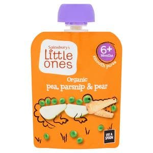 Sainsbury's Little Ones Organic Pea Parsnip & Pear Smooth Puree 6+ Months 70g
