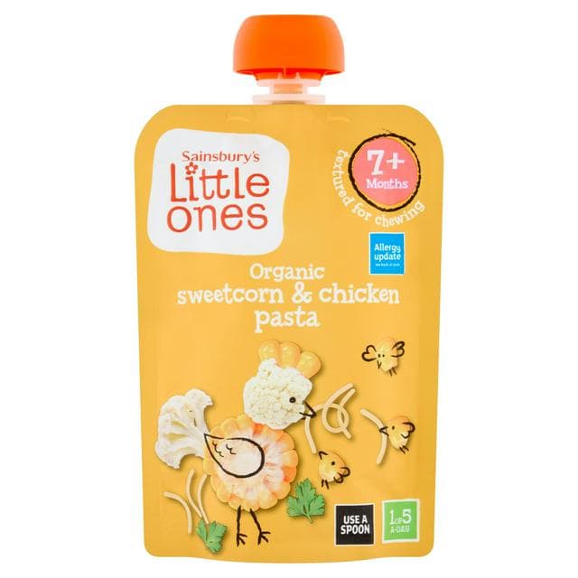 Sainsbury's Little Ones Organic Chicken & Sweetcorn Pasta 7+ Months 130g - gallery image 1