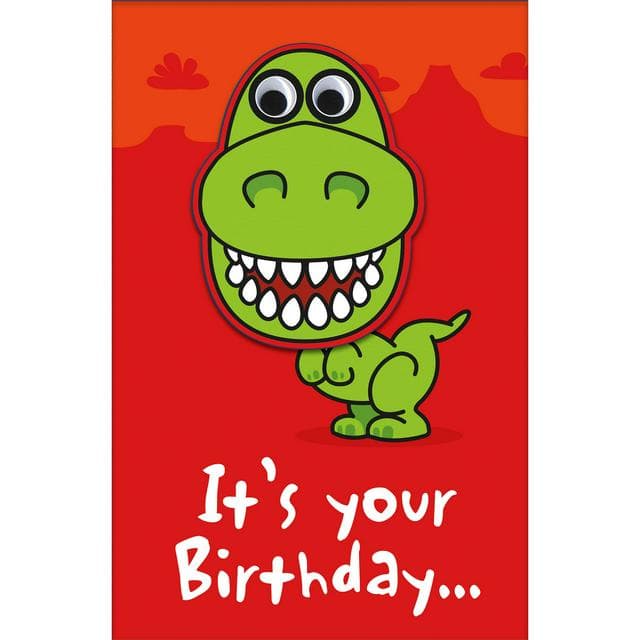 Carlton Kids Birthday Card with Fun T-Rex Dinosaur Greeting Card - gallery image 1