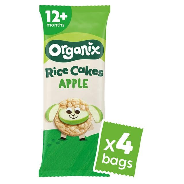 Organix 4 x 18g 12 Months+ Apple Rice Cake Organic Multipack Toddler Snacks - gallery image 1