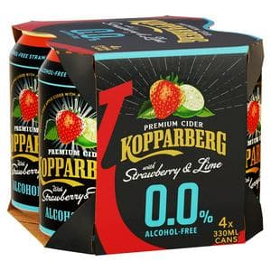 Kopparberg 0.0% Alcohol Free Premium Cider with Strawberry & Lime 4 x 330ml