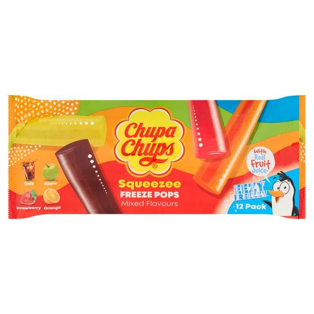 Chupa Chups 12 x 45ml Mixed Flavours Squeezee Freeze Pops - gallery image 1