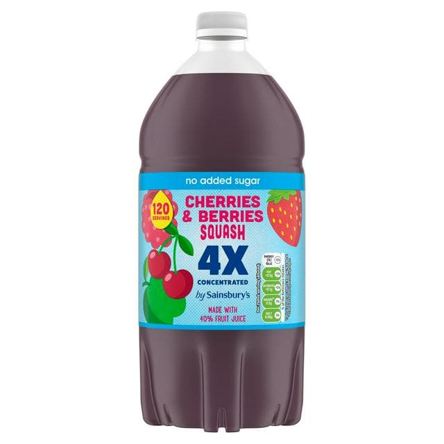 Sainsbury's Quadruple Strength Cherries & Berries Squash 1.5L - gallery image 1