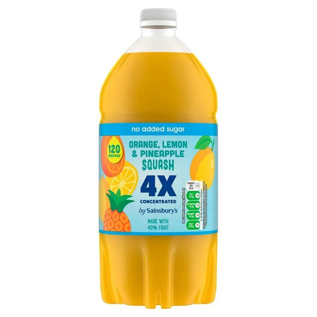Sainsbury's Quadruple Strength Orange, Lemon & Pineapple Squash 1.5L - gallery image 1