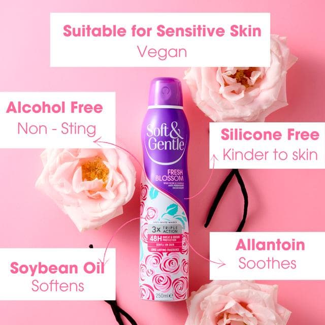 Soft & Gentle Fresh Blossom Wild Rose & Vanilla Anti-Perspirant Deodorant 250ml - gallery image 4