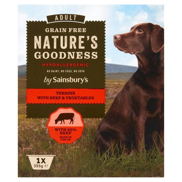 Sainsbury's Nature's Goodness Adult Dog Food Terrine with Beef & Vegetables 395g - gallery image 1