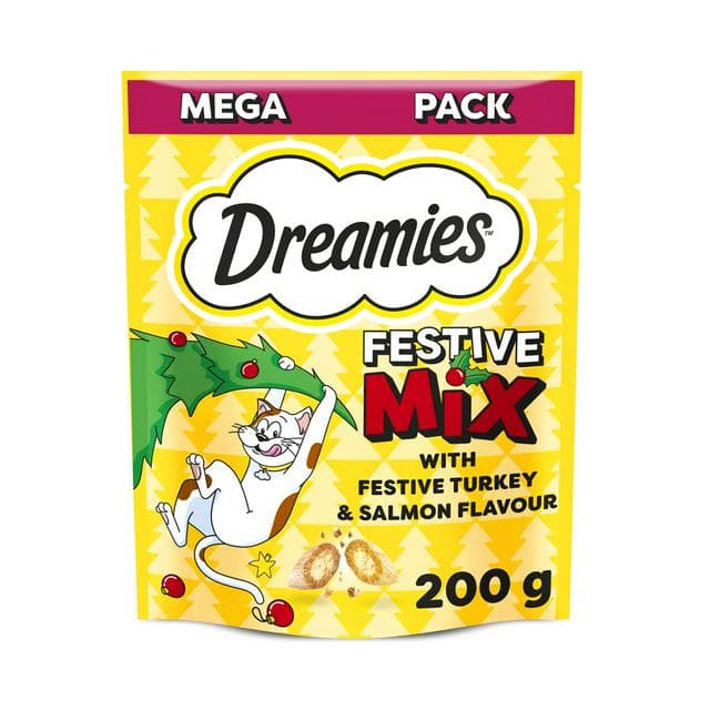 Dreamies Festive Mix 200g Turkey & Salmon Christmas Cat Biscuit Treats - gallery image 1