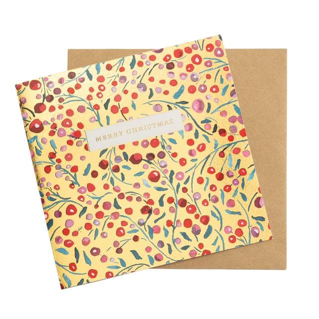 Sainsbury's Christmas Card with Gold and Berries Greeting Card - gallery image 1