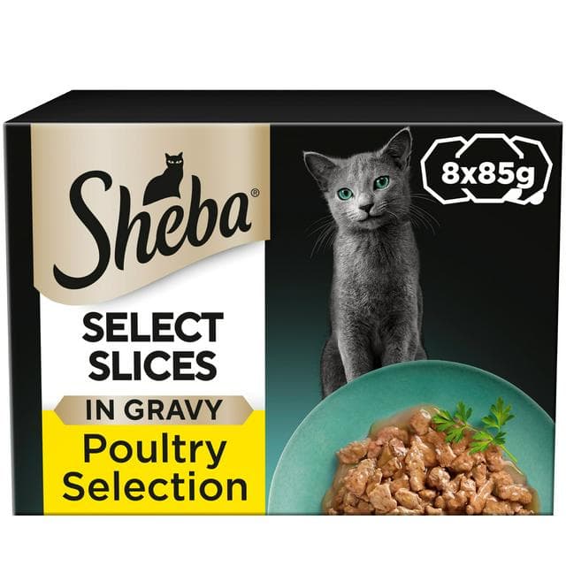 Sheba Select Slices 8 x 85g Mixed Poultry Collection in Gravy Wet Cat Food Trays - gallery image 1