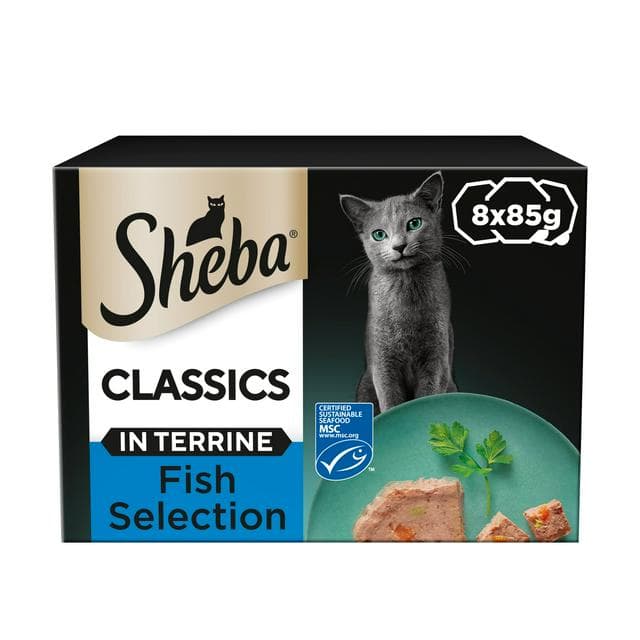 Sheba Classics 8 x 85g Mixed Ocean Collection in Terrine Wet Cat Food Trays - gallery image 1