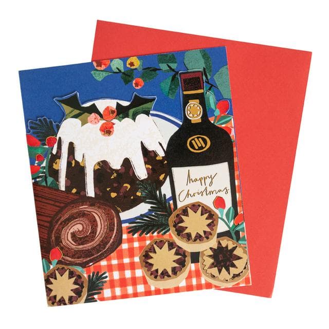 Sainsbury's Christmas Card with Christmas Pudding and Mince Pies Greeting Card - gallery image 1
