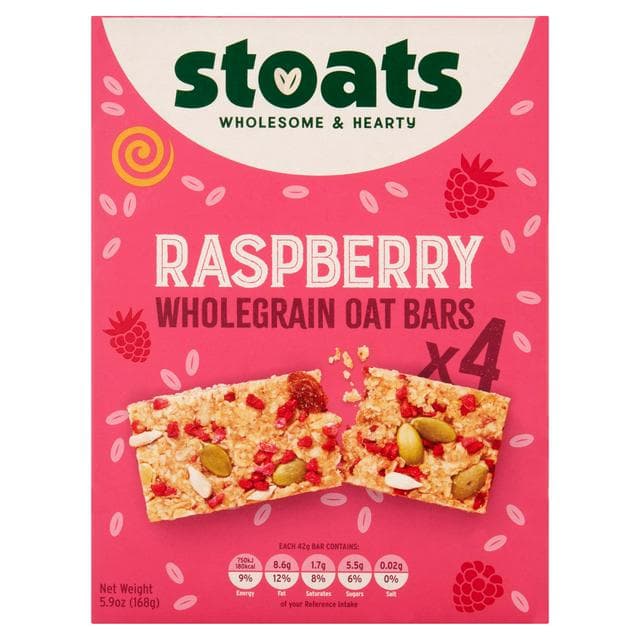 Stoats Raspberry & Honey Porridge Oat Bars 4x42g - gallery image 1
