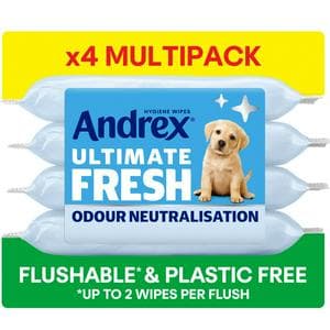 Andrex Ultimate Fresh Flushable Odour Control Moist Toilet Tissue Wipes Quad Pack 4x36