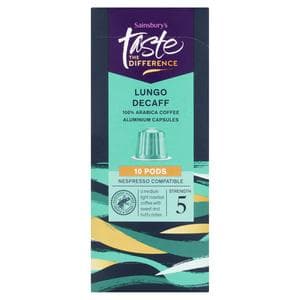 Sainsbury's 10 x 52g Lungo Decaf Coffee Pods, Taste the Difference