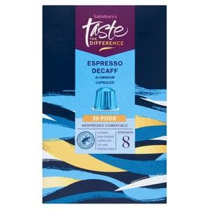 Sainsbury's Espresso Decaff Pods, Taste the Difference x30 156g