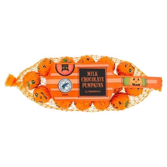 Sainsbury's 75g Milk Chocolate Pumpkins Chocolate Bag - gallery image 1