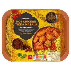 Sainsbury's Indian Hot Chicken Tikka Masala & Cumin Rice Ready Meal For 1 400g