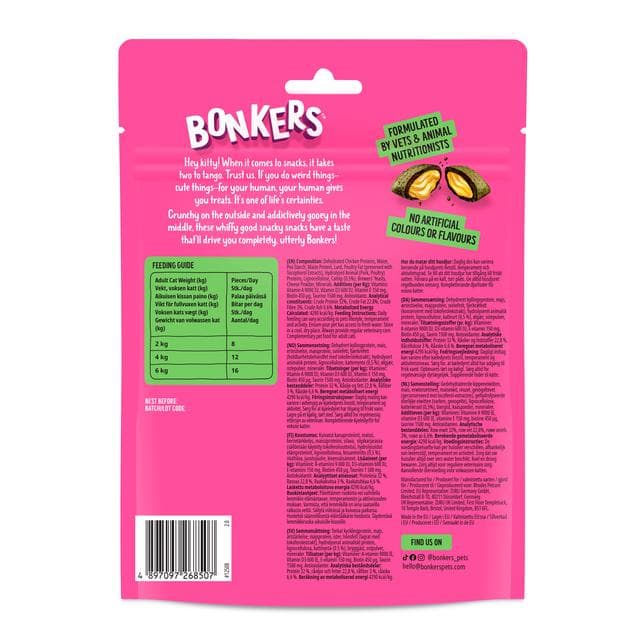Bonkers Catnip Chick N Cheddar Flavour Cat Treats 180g - gallery image 2