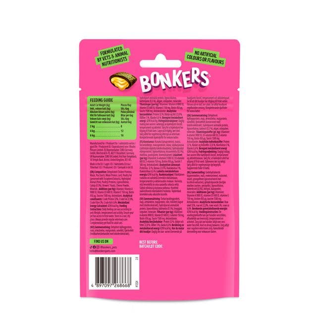 Bonkers Catnip Chick N Cheddar Flavour Cat Treats 60g - gallery image 2
