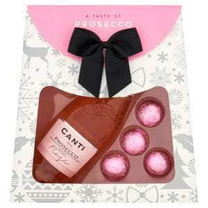 Canti 20cl Rosé Prosecco & The Secret 38g Truffletier Milk Truffle Prosecco Gift Set