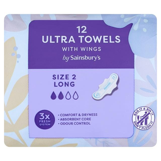 Sainsbury's Ultra Towels with Wings Long Size 2, x12 - gallery image 1