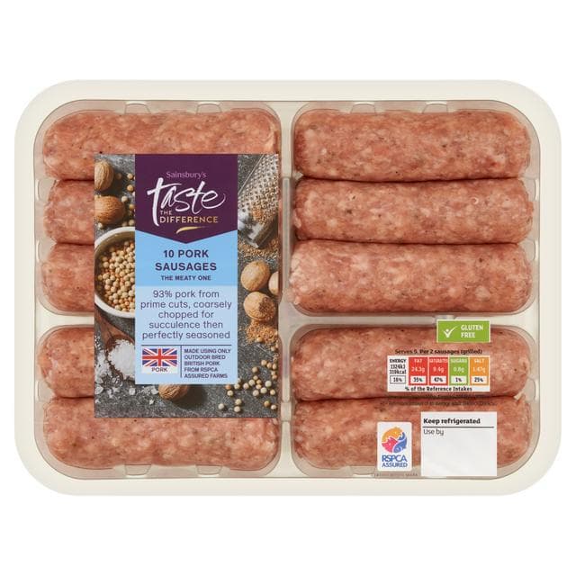 Sainsbury's Pork Sausages, Taste the Difference x10 667g - gallery image 1
