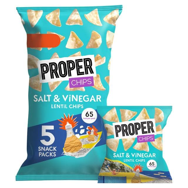 Proper Chips 5 x 14g Salt & Vinegar Lentil Crisps - gallery image 1