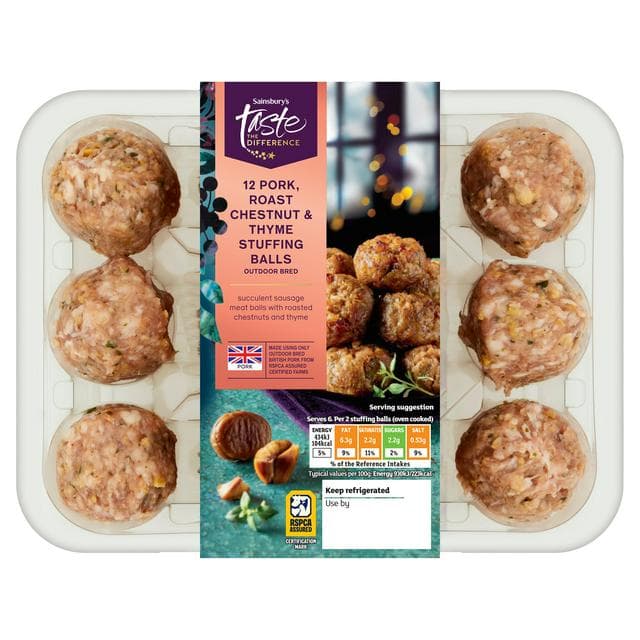 Sainsbury's 12 x Pork Roast Chestnut & Thyme Stuffing Balls, Taste the Difference 360g - gallery image 1