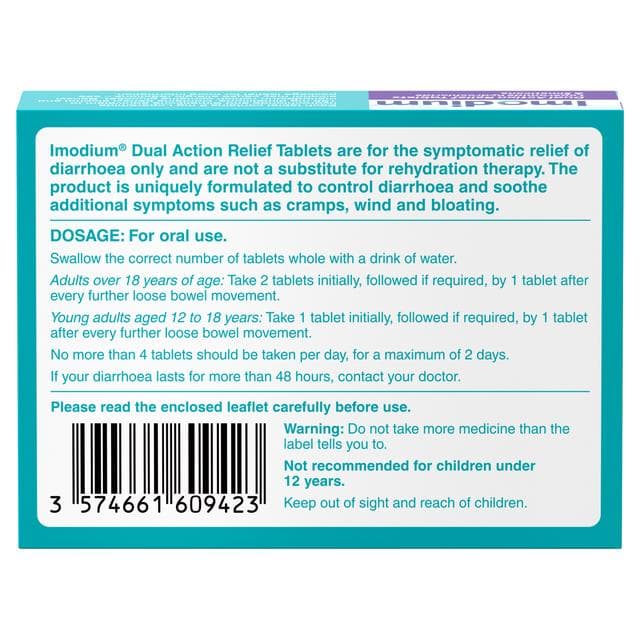 Imodium Dual Action 6 x Bloating Wind Relief Diarrhoea Cramps Tablets - gallery image 6