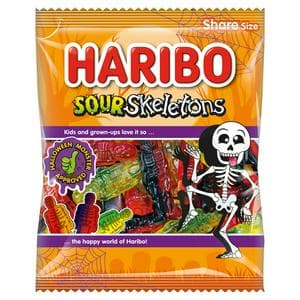 Haribo Sour Skeletons Fruit Flavour Sour Jelly Sweets Sharing Bag 160g