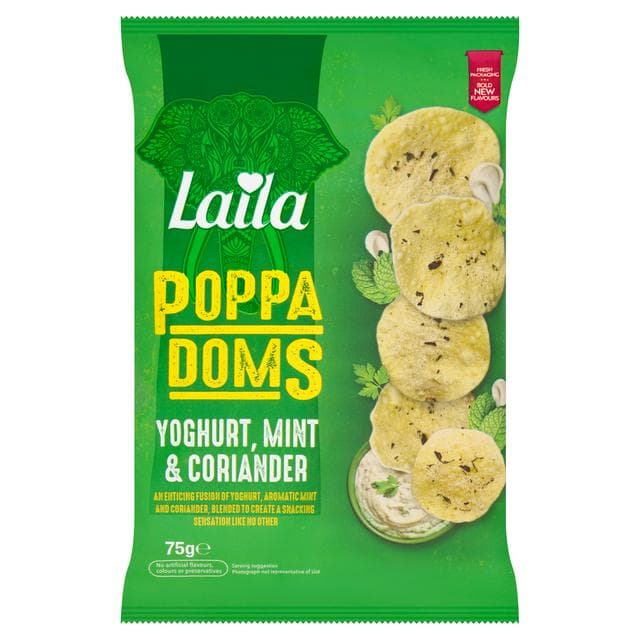 Laila Mini Poppadoms Yoghurt Mint & Coriander 75g - gallery image 1