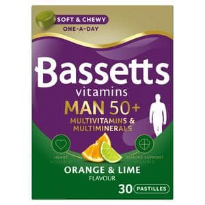 Bassetts Vitamins Man 50+ Multivitamins & Multiminerals Orange & Lime Flavour Pastilles x30