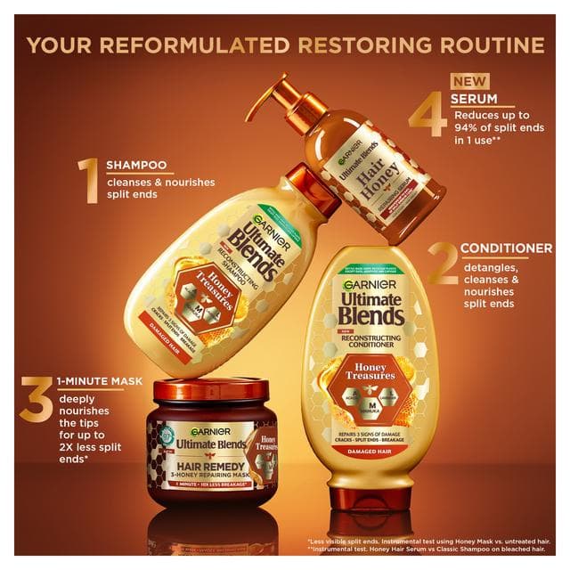 Garnier Ultimate Blends Honey Treasures Strengthening Hair Shampoo with Acacia Honey & Beeswax 400ml - gallery image 5