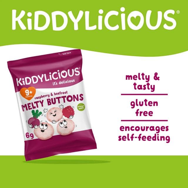 Kiddylicious Raspberry & Beetroot Melty Buttons 9+ Months 6g - gallery image 2