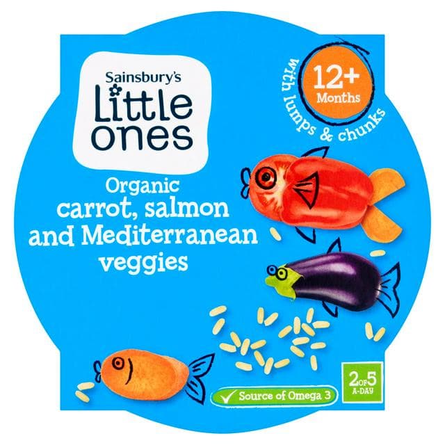 Sainsbury's Little Ones Organic Mediterranean Veggies with Salmon & Sweet Potato 12+ Months 200g - gallery image 1