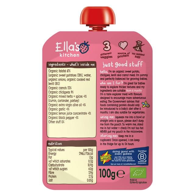 Ella's Kitchen Organic Sweet Potato Falafel Baby Food Pouch 6+ Months 100g - gallery image 2