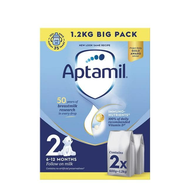 Aptamil 2 Follow On Baby Milk Formula Powder 6-12 Months Big Pack 1.2kg - gallery image 1
