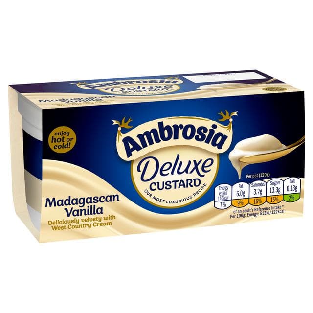 Ambrosia Deluxe 2 x 120g Madagascan Vanilla Custard Dessert Snack Pots - gallery image 2