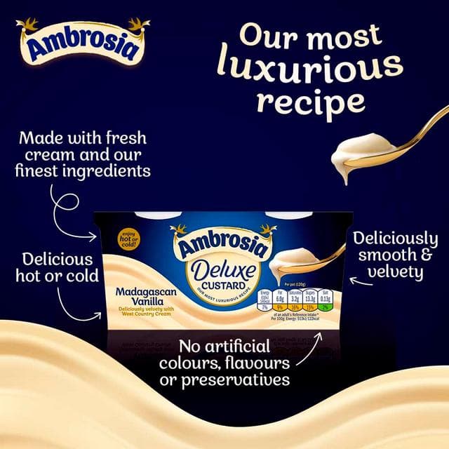 Ambrosia Deluxe 2 x 120g Madagascan Vanilla Custard Dessert Snack Pots - gallery image 4