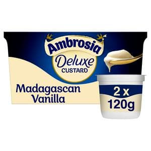 Ambrosia Deluxe 2 x 120g Madagascan Vanilla Custard Dessert Snack Pots