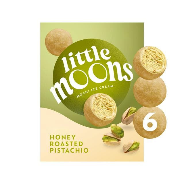 Little Moons Honey Roasted Pistachio Soft Mochi & Gelato Ice Cream 6x32g - gallery image 1