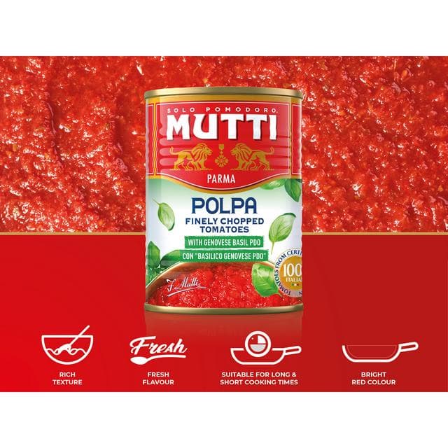 Mutti Finely Chopped Tomatoes with Basil 400g - gallery image 2