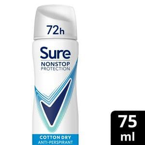 Sure Cotton Dry Nonstop Protection Anti Perspirant Deodorant Travel Size 75ml