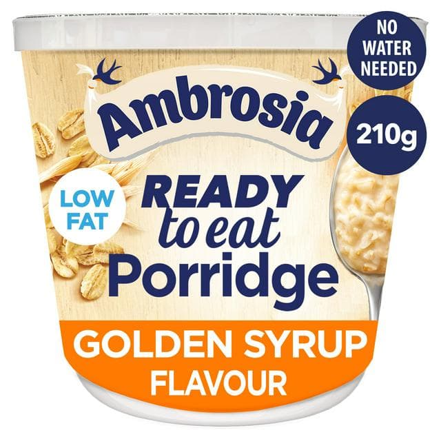 Ambrosia Ready to Eat Porridge Oat Cereal Pot Golden Syrup 210g - gallery image 1