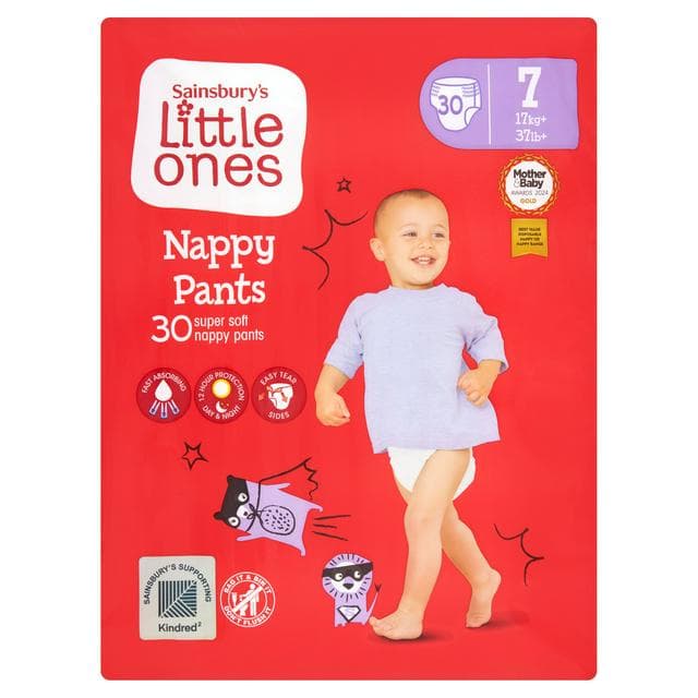 Sainsbury's Little Ones Nappy Pants Size 7, 17kg+ x30 - gallery image 1