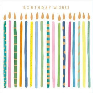 Sainsbury's Happy Birthday Wishes Card Rainbow Candles Greeting Card