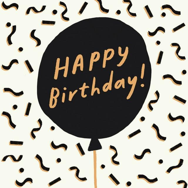 Sainsbury's Happy Birthday Card Black Balloon Greeting Card - gallery image 1