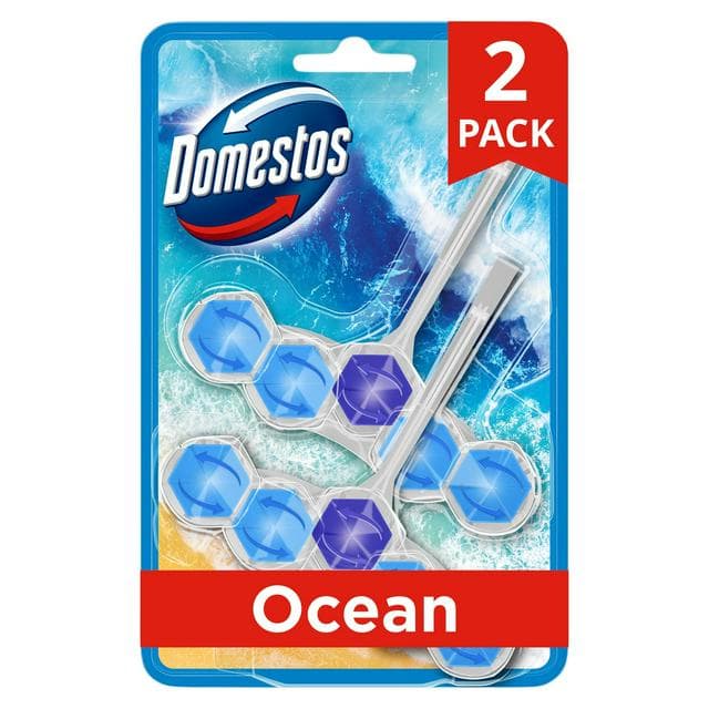Domestos Power 5 Ocean Toilet Freshener Rim Block Cleaner Duo Pack x2 50g - gallery image 1