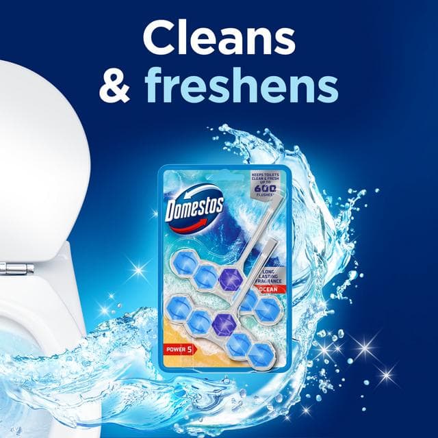 Domestos Power 5 Ocean Toilet Freshener Rim Block Cleaner Duo Pack x2 50g - gallery image 2