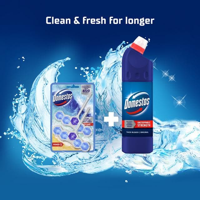 Domestos Power 5 Ocean Toilet Freshener Rim Block Cleaner Duo Pack x2 50g - gallery image 5